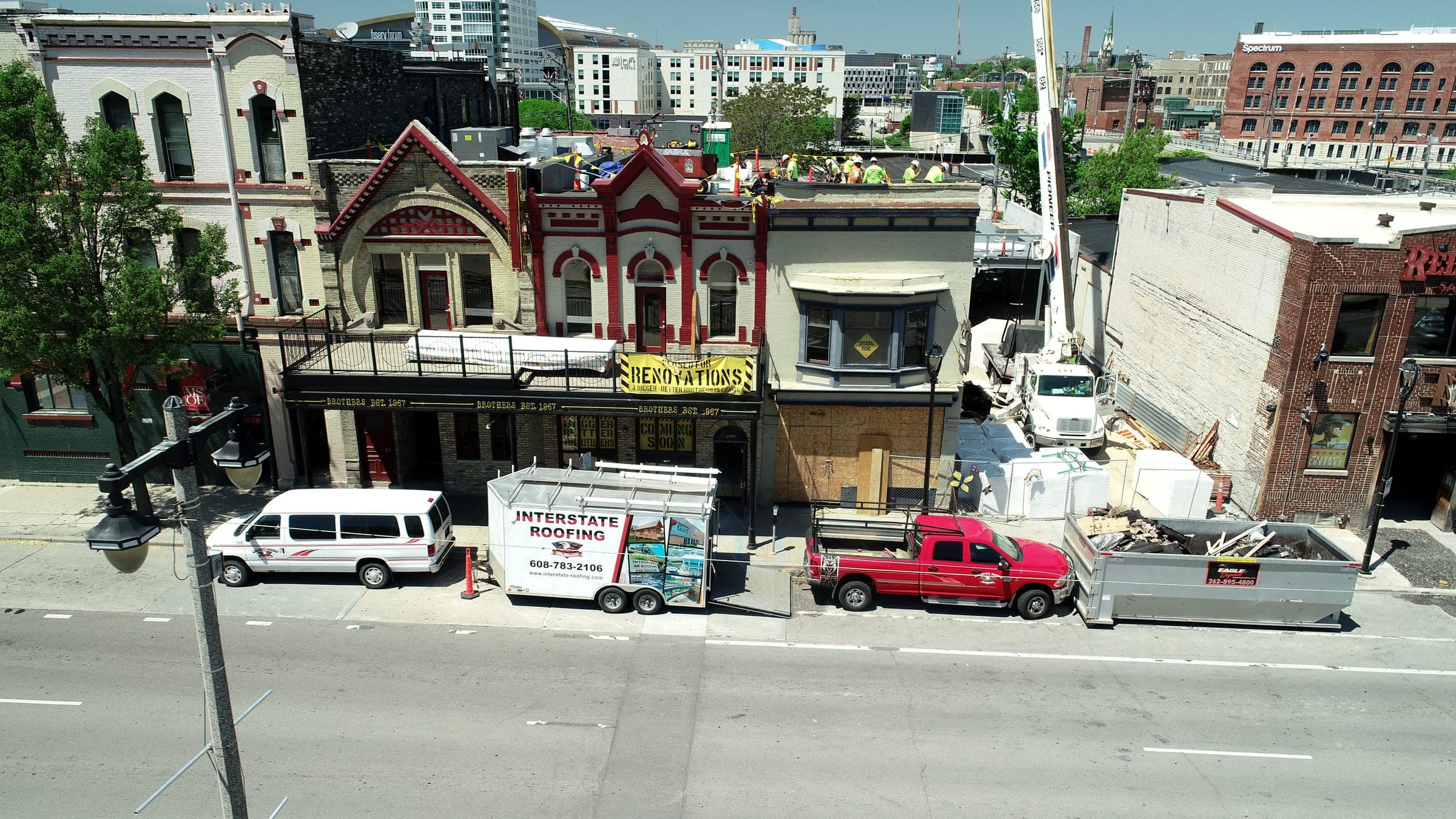 Commercial reroof at Brothers Bar, La Crosse, Wisconsin