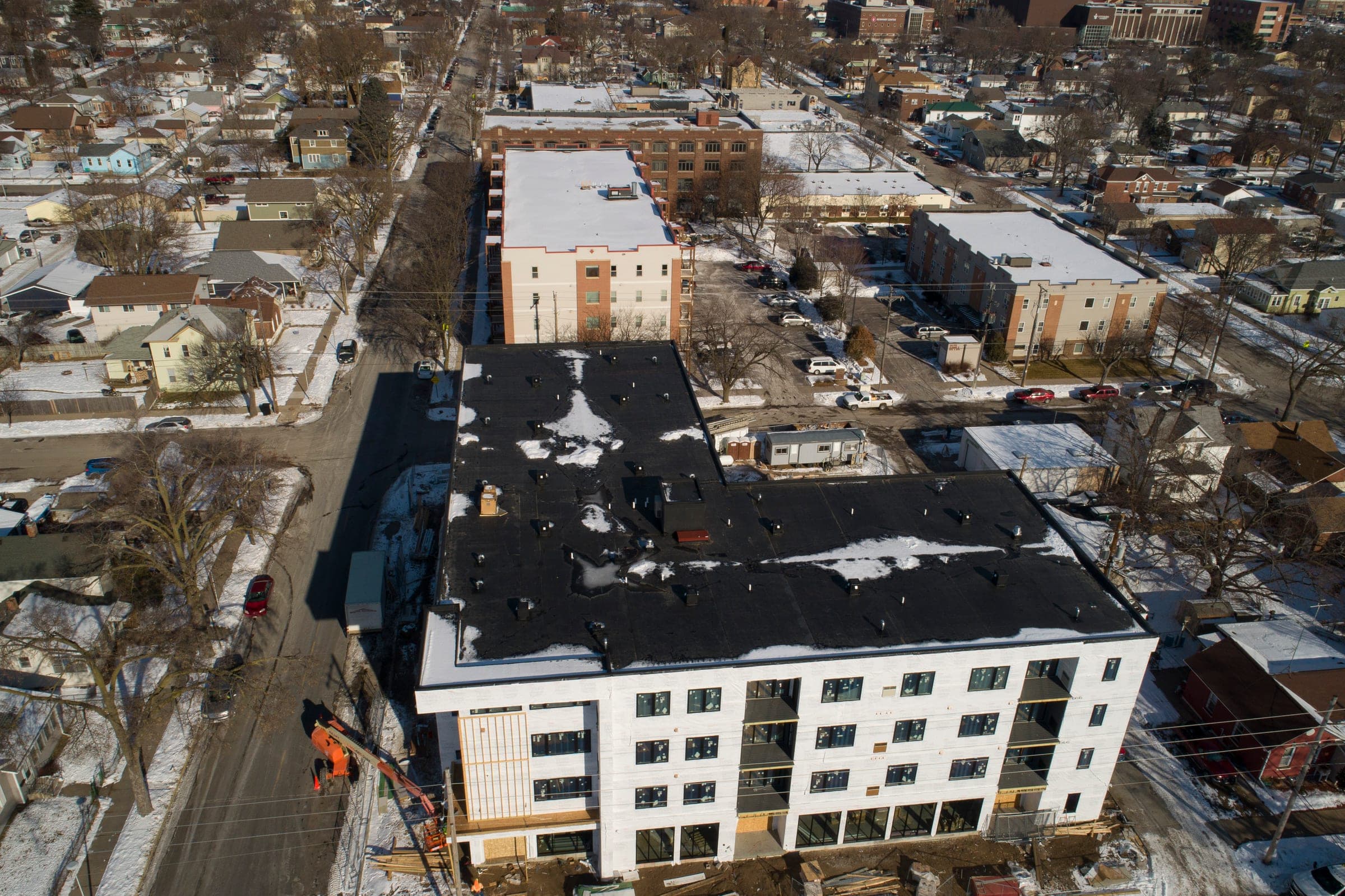 Commercial reroof at Gundersen Loft Apartments, La Crosse, Wisconsin