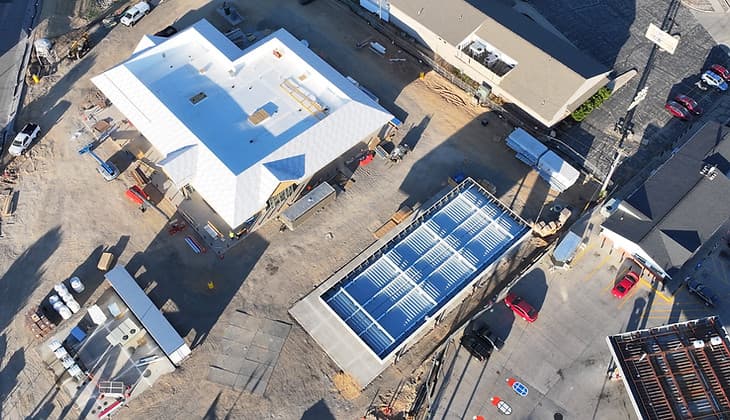 Aerial drone view of Kwik Trip #762, La Crosse, Wisconsin