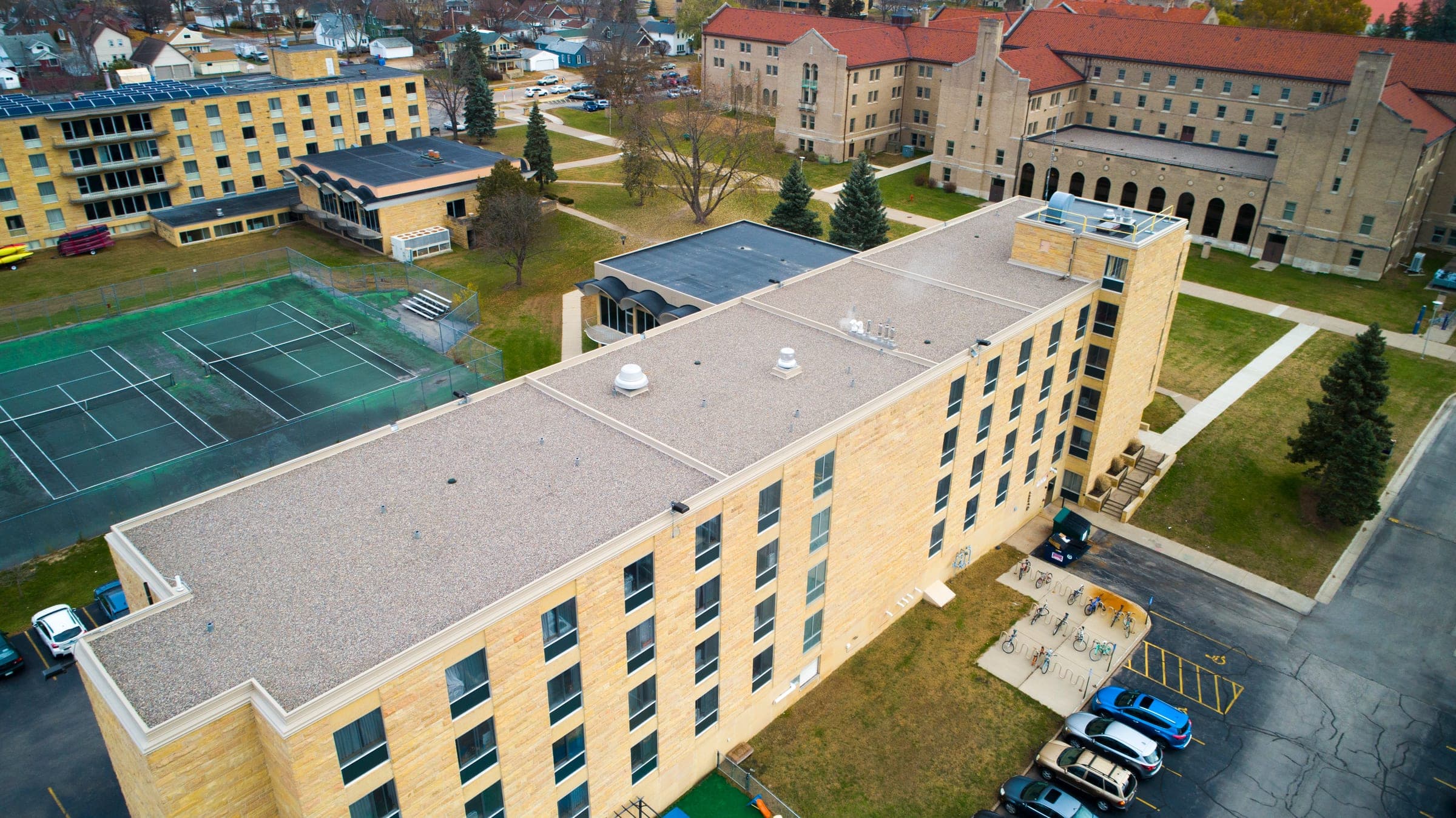 Commercial reroof at Maria Hall, Winona State University, Winona, Minnesota